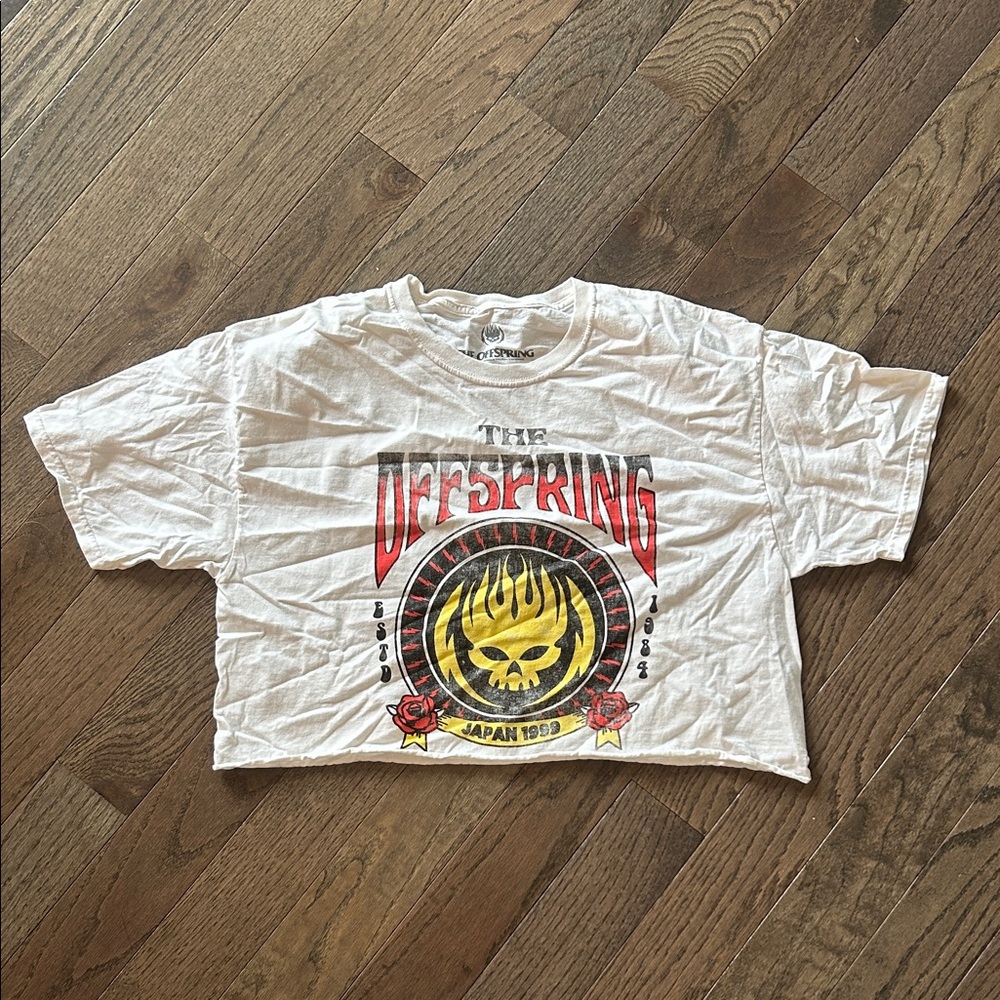 Offspring White and Red Graphic Tee cropped